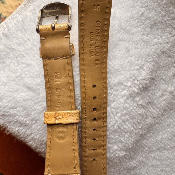 MICHELE genuine leather 16mm watch band made in the USA. Shimmer beige. - Picture 3 of 3